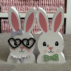 Mr. & Mrs. Easter Bunny Wood Table Decor